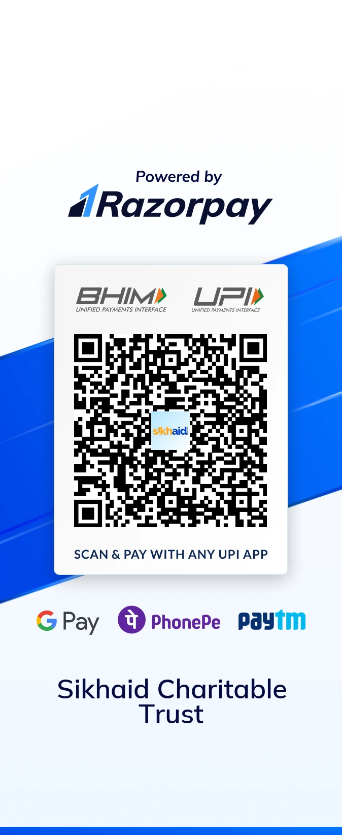 SikhAid Charitable Trust donation QR code